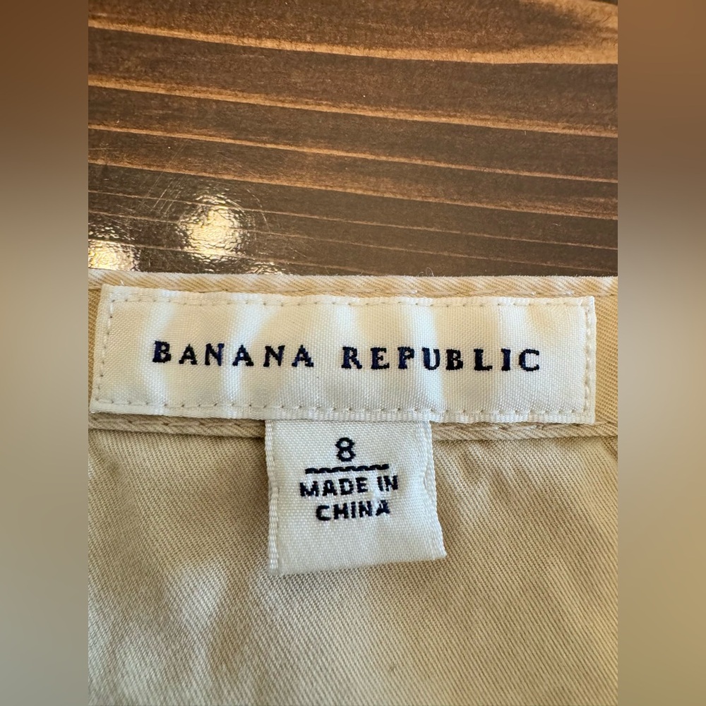 Vintage Y2K Banana Republic Women’s Khaki A-Line Skirt with Frayed Hem Size 8 - Picture 3 of 10